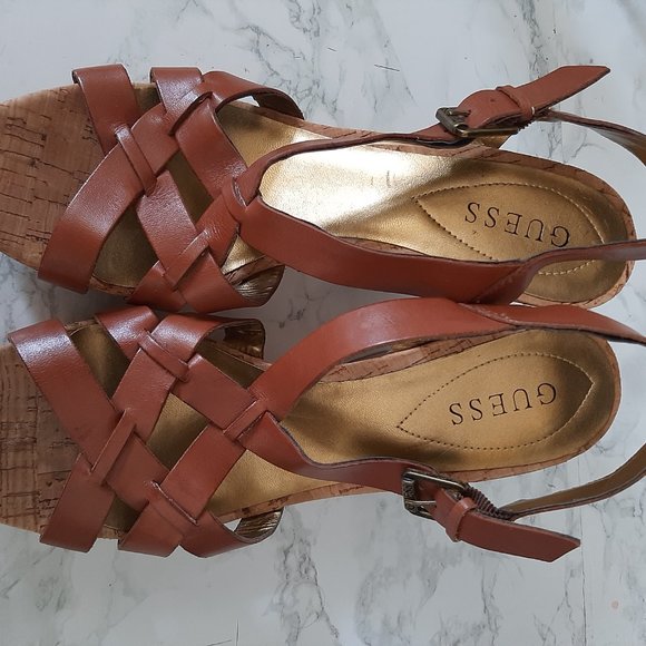 GUESS Women’s Cork Wedge Heel Sandals, Size 10(US) - Picture 6 of 7